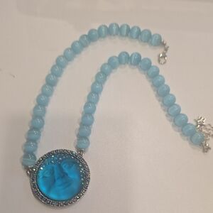 Blue Beaded Necklace with Silver Accents